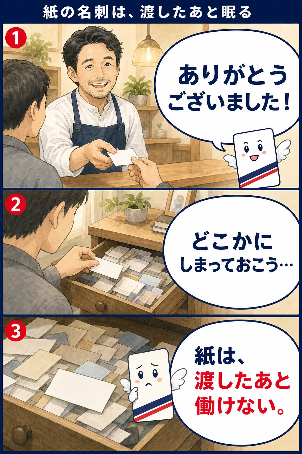 マンガ: 紙の名刺は、渡したあと眠る